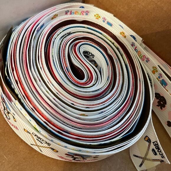 20 yards of 1-yard cut random ribbons NEW printed grosgrain 7/8” 1” bows - Picture 2 of 16